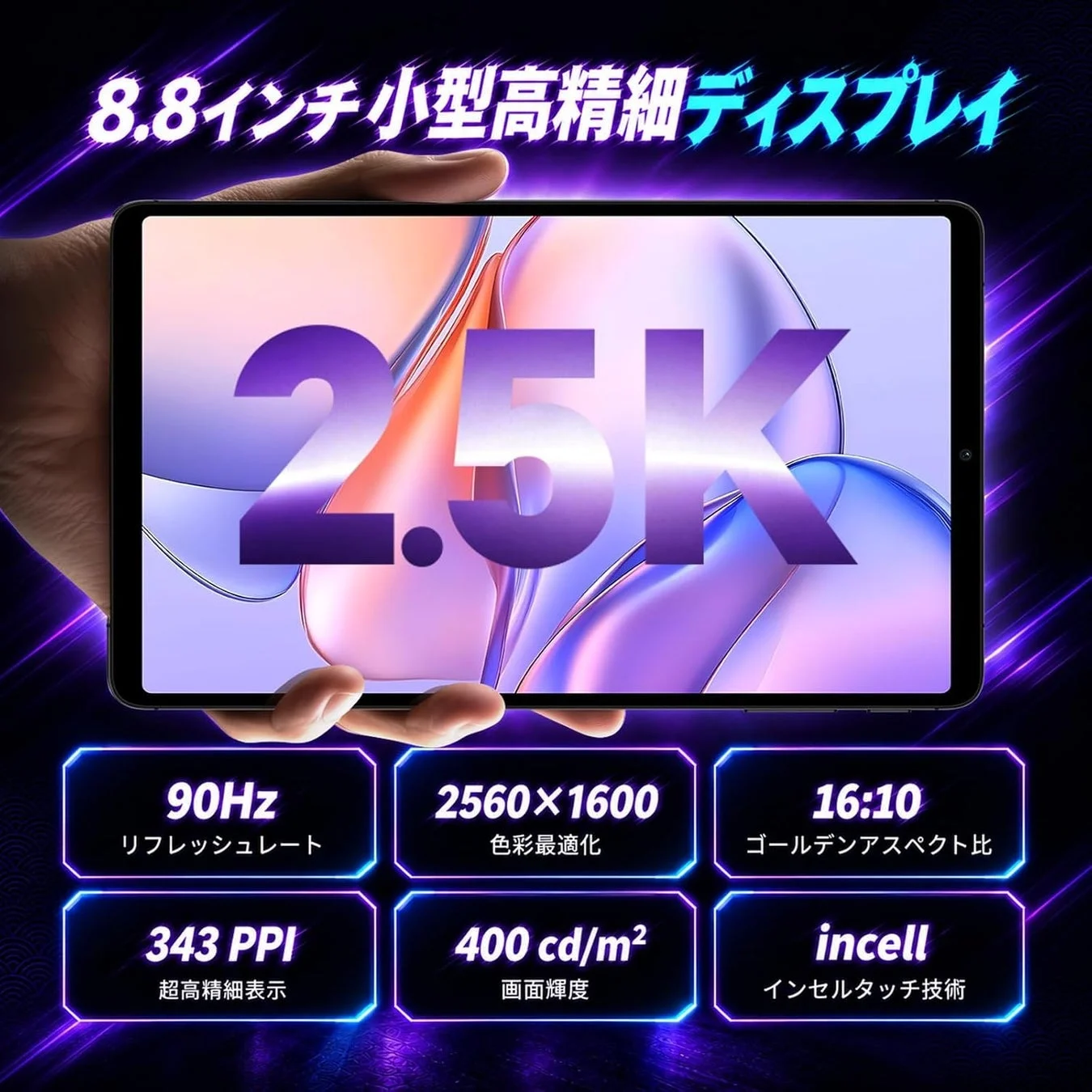 8.8インチ小型高精細ディスプレイ