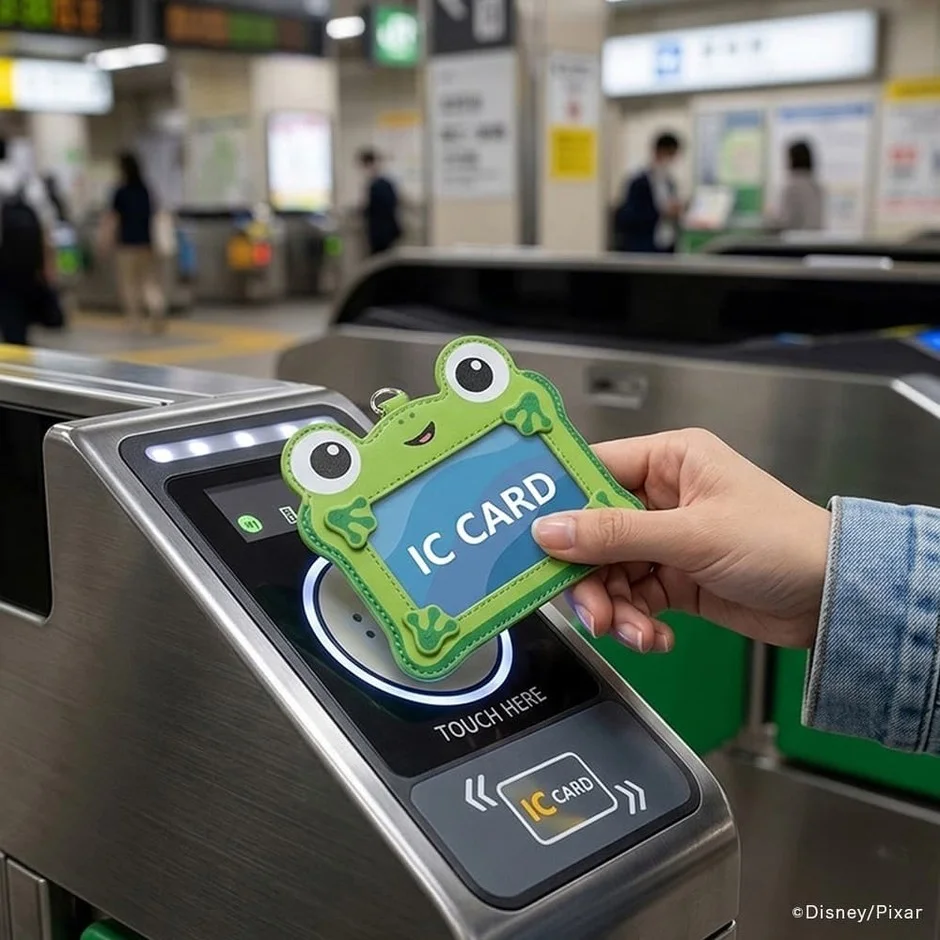 ICカードを改札にタッチする手