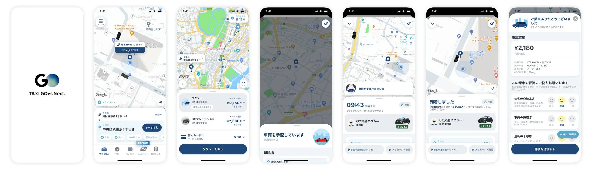 GOアプリの利用プロセスを示すスクリーンショット