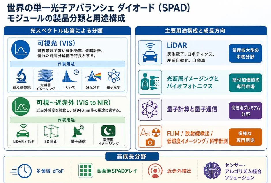 SPADモジュールの製品分類と用途構成