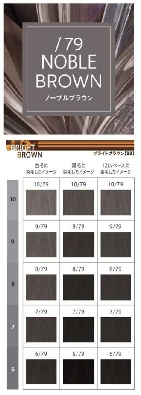 「ノーブルブラウン /79」のヘアカラーチャートです。