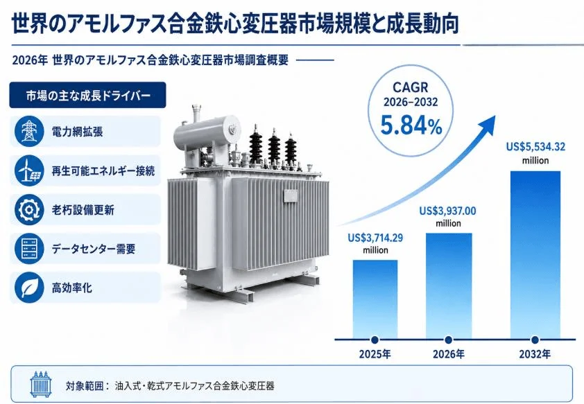 世界のアモルファス合金鉄心変圧器市場規模と成長動向