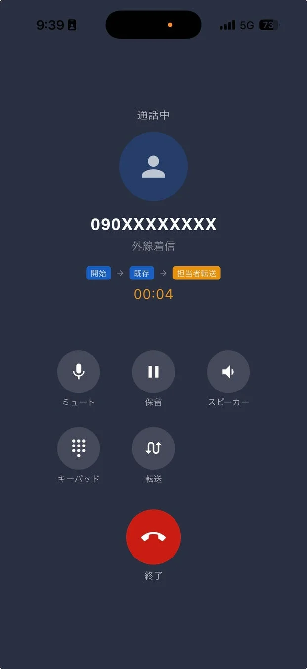 スマートフォンの通話画面