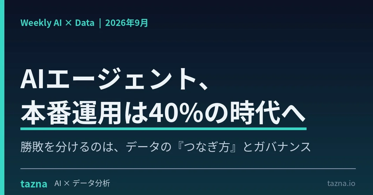 AIエージェント、本番運用は40%の時代へ