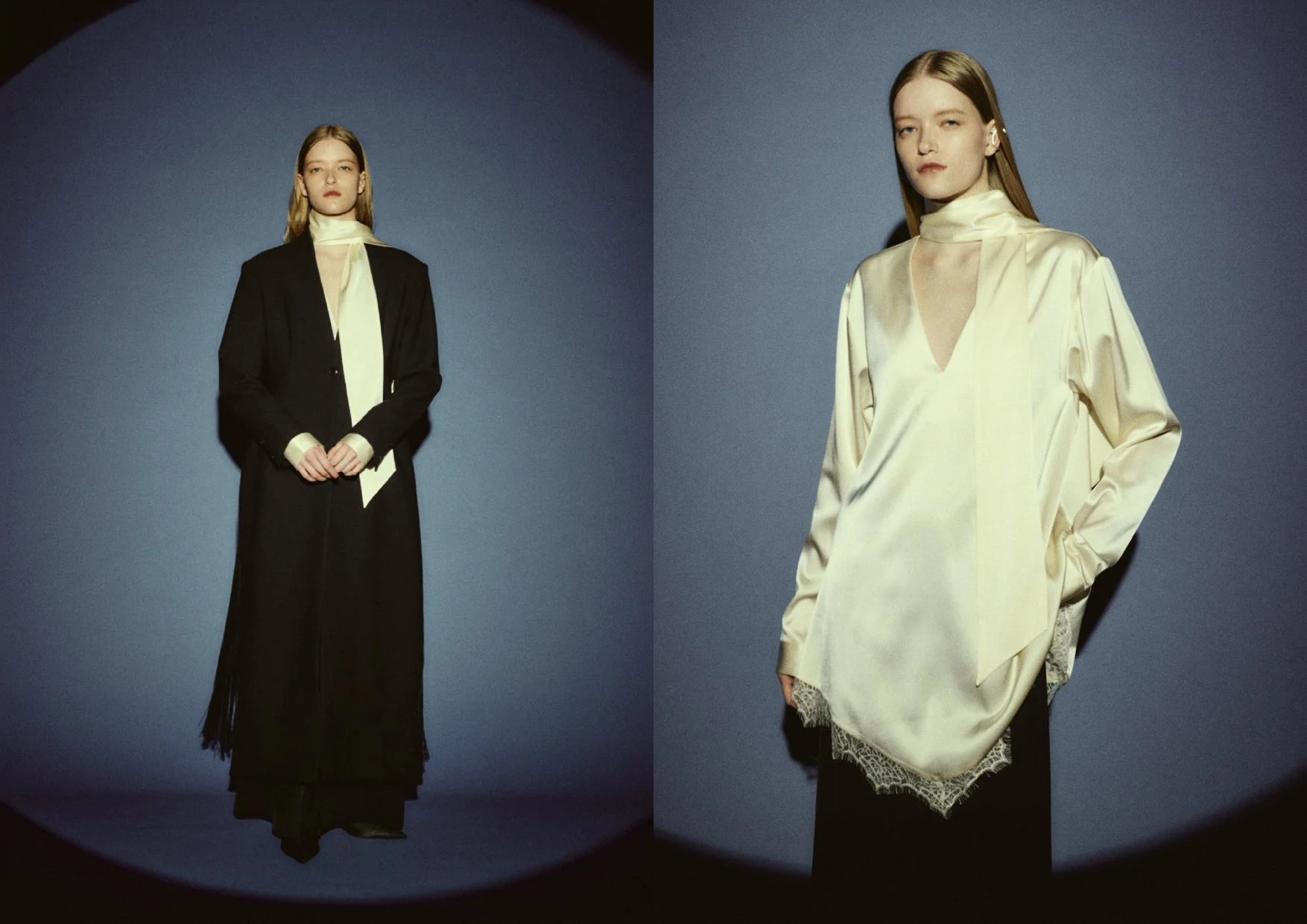 Carving tuxedo JK / Lace hem blouse